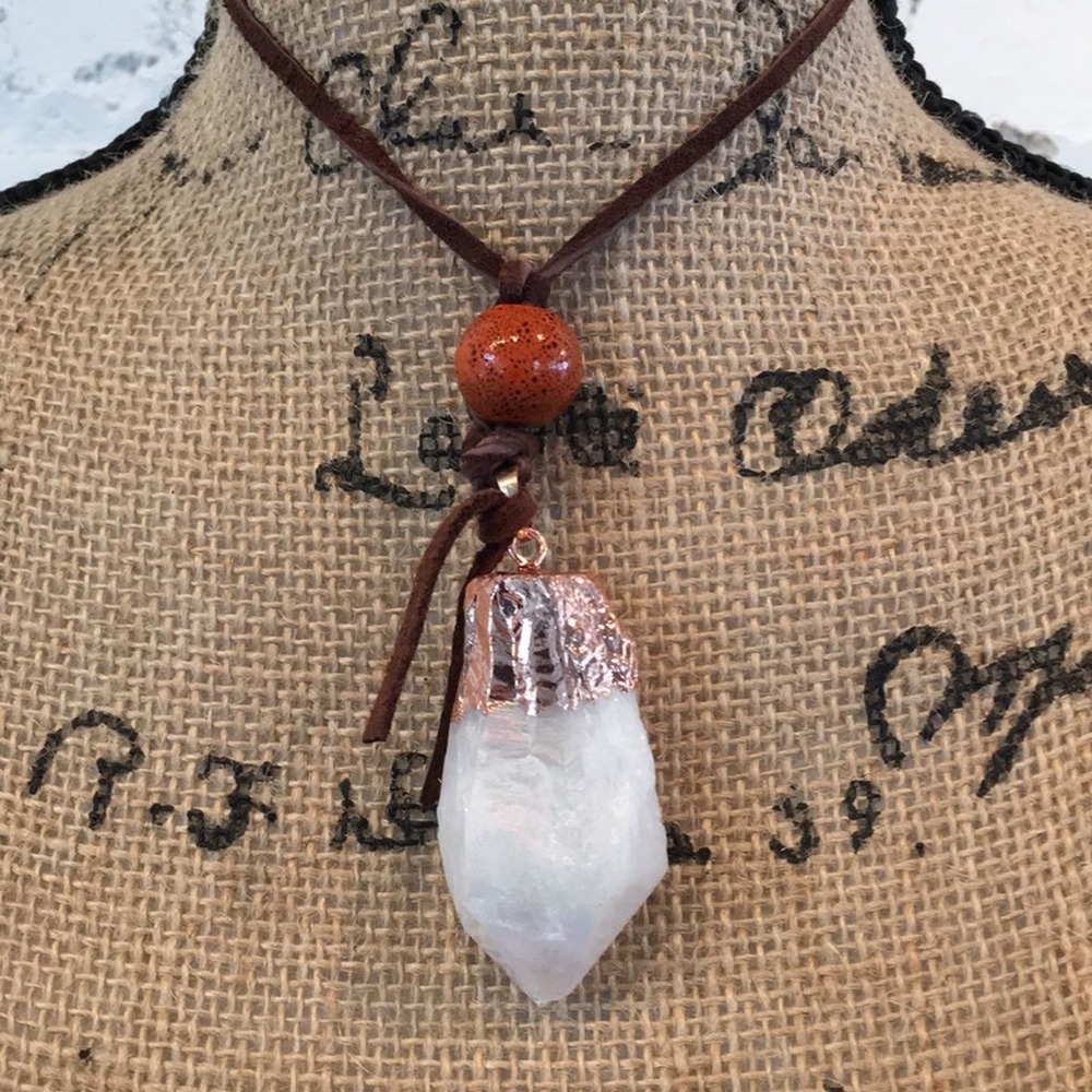 Boho Necklace in leatherette cord. One of a kind